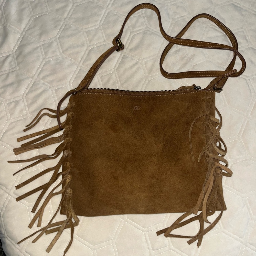 UGG Lea fringe crossbody suede purse w dust bag
